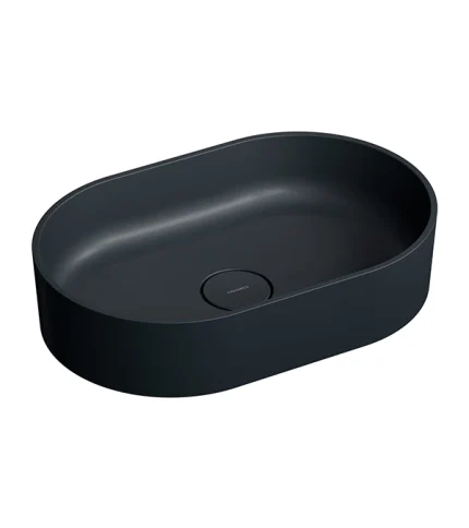 Chiuvetă suprapusă Omnires OVO M+ din piatră artificială 55x36 cm, black lava